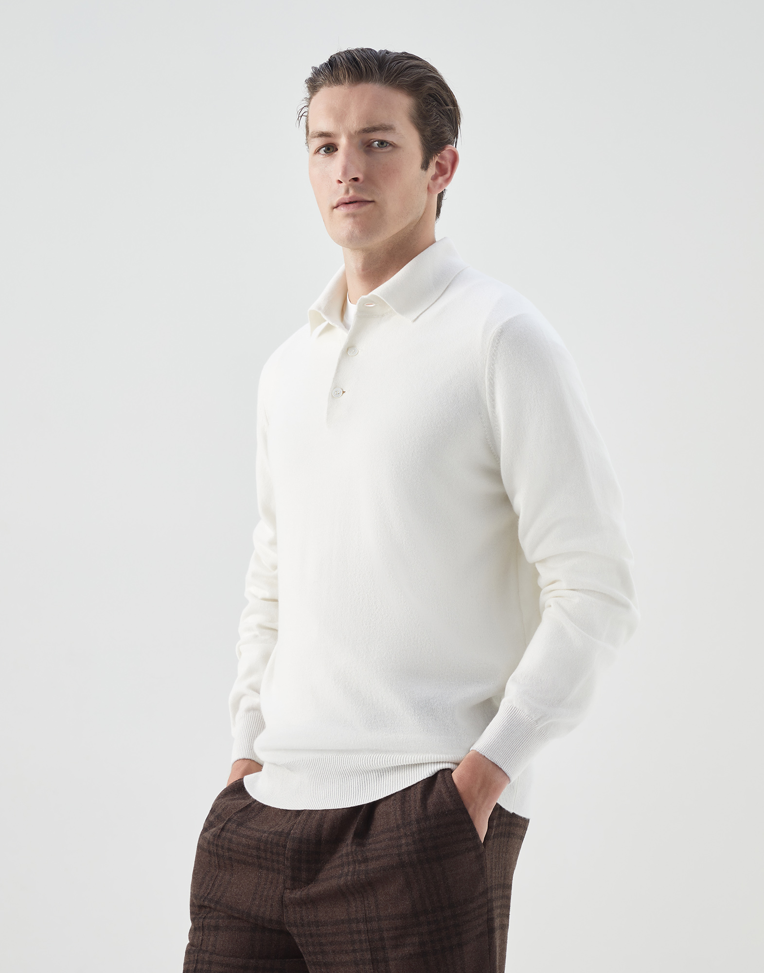 Polo-style sweater White Man - Brunello Cucinelli