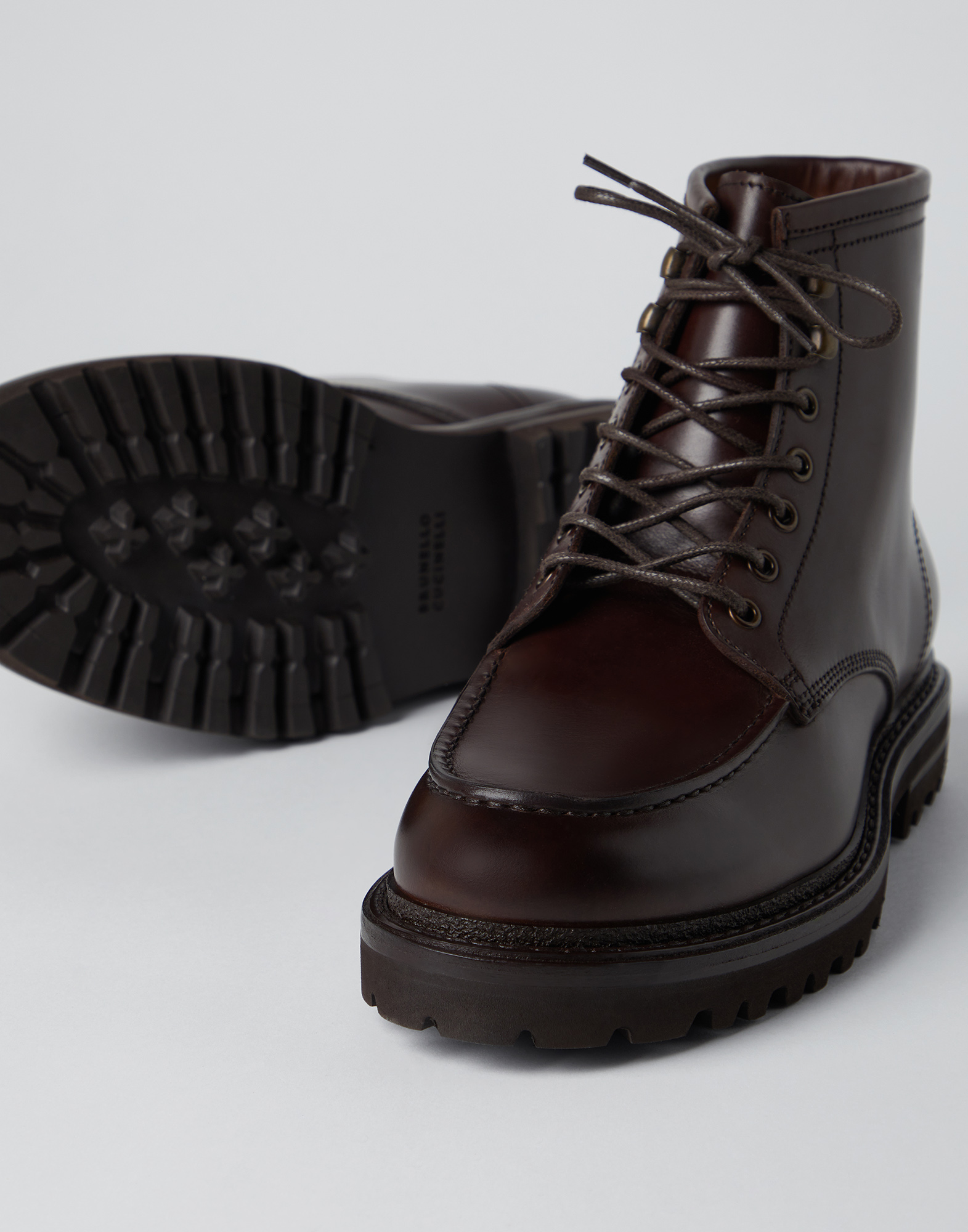 Calfskin boots Pine Cone Brown Man - Brunello Cucinelli