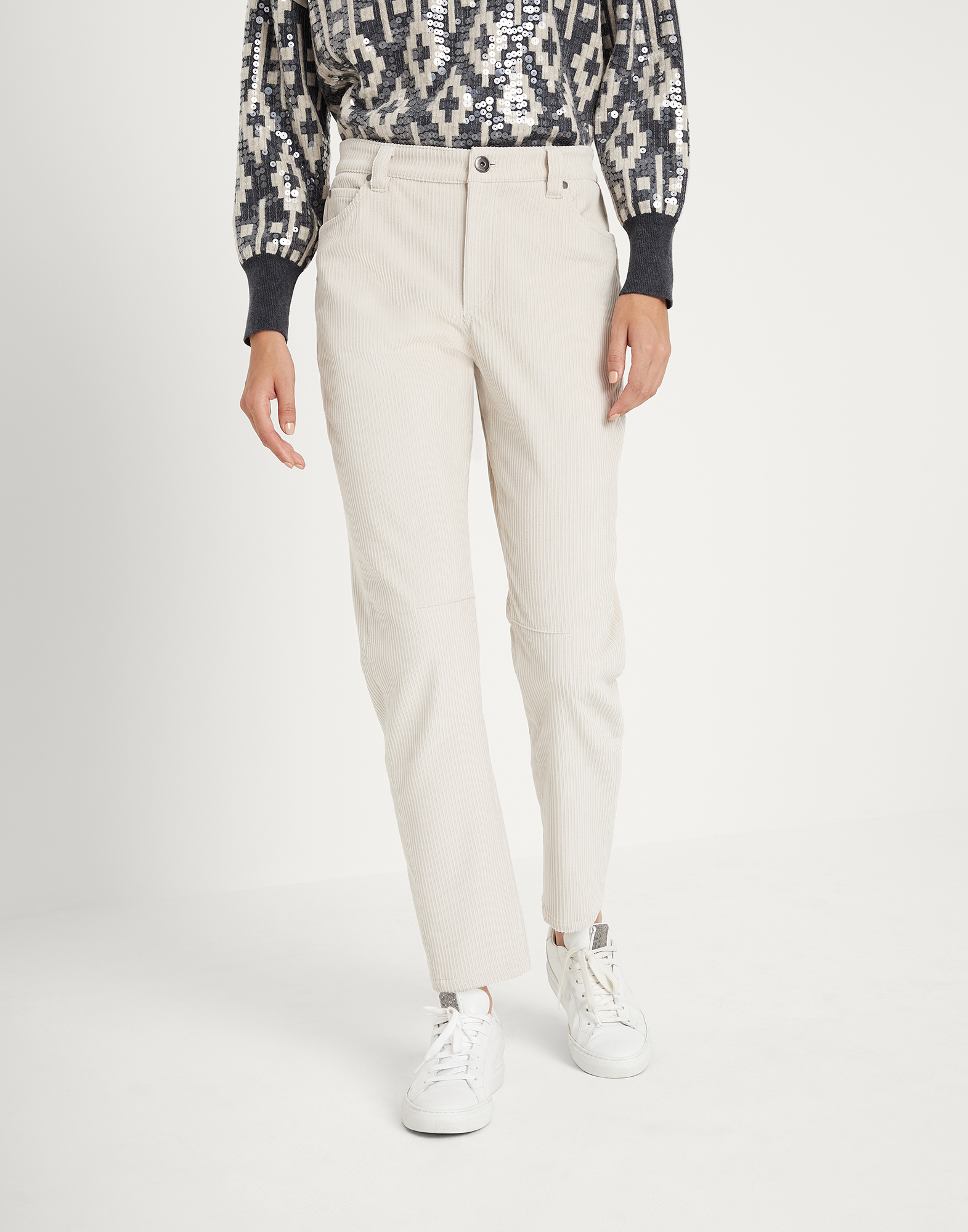 Pantalón Tapered Leche Mujer -
                        Brunello Cucinelli
                    