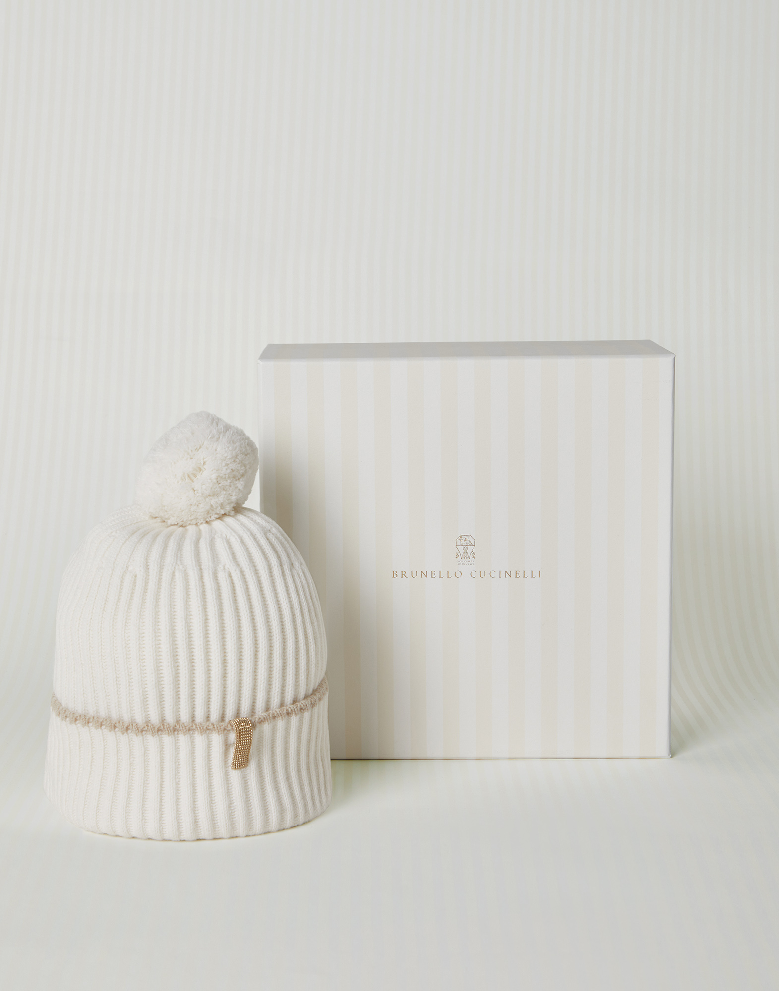 Cashmere rib knit beanie White Woman - Brunello Cucinelli