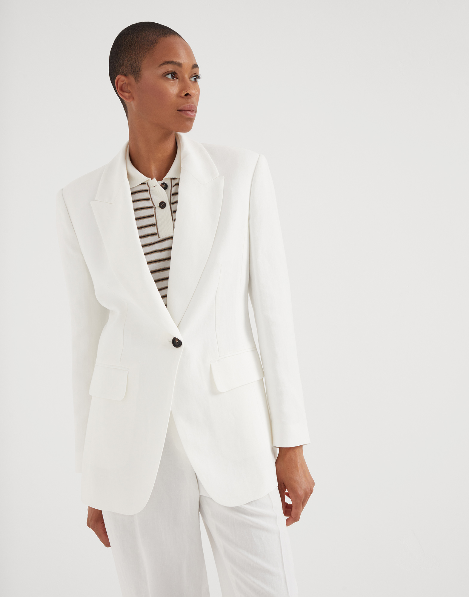Twill blazer White Woman -
                        Brunello Cucinelli
                    