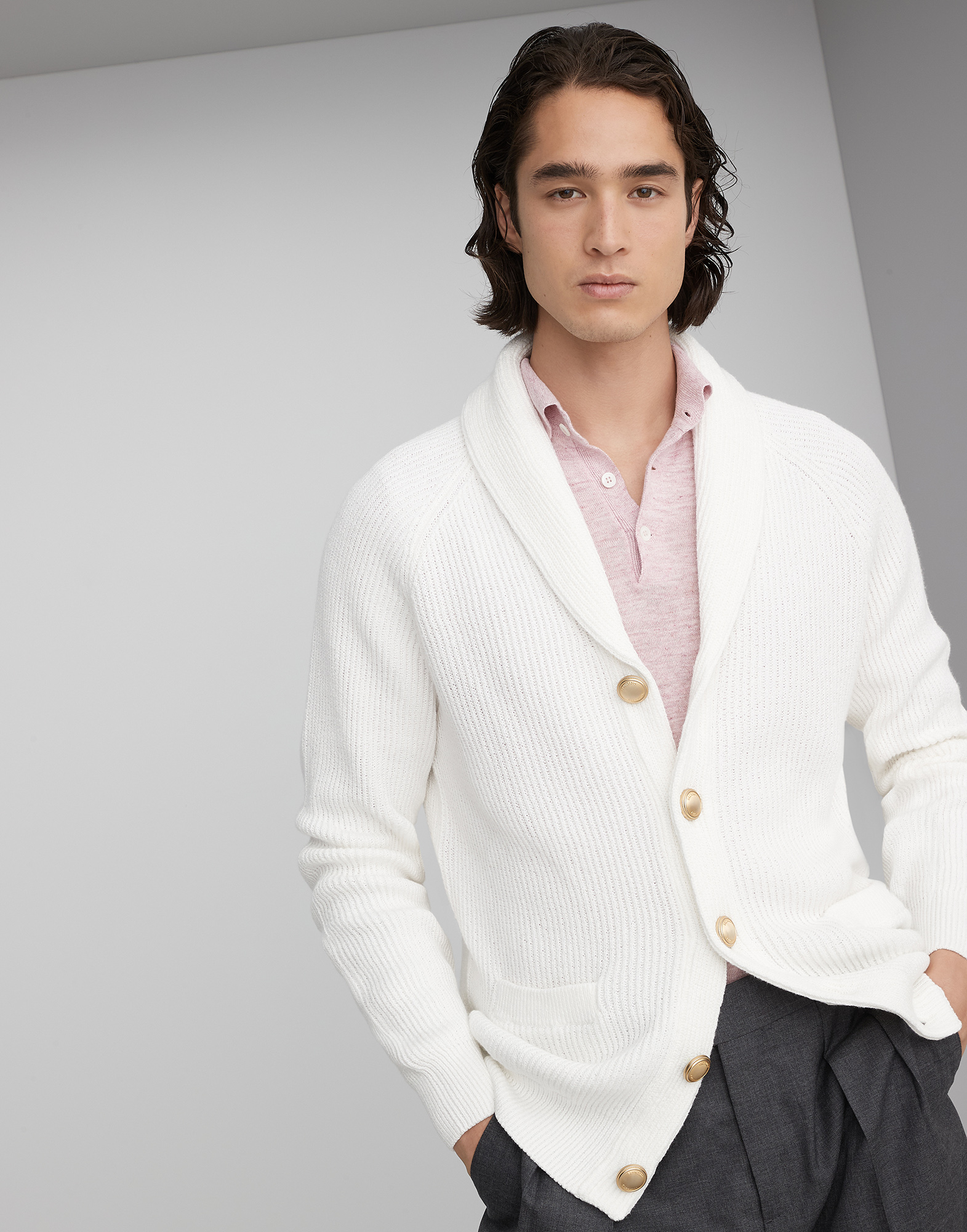 Malfil cotton cardigan 241M2W706006C272303 for Man Brunello