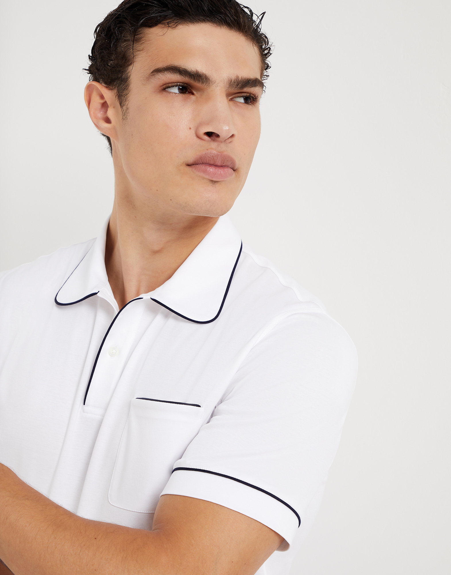 Polo con colletto club Bianco Uomo - Brunello Cucinelli 