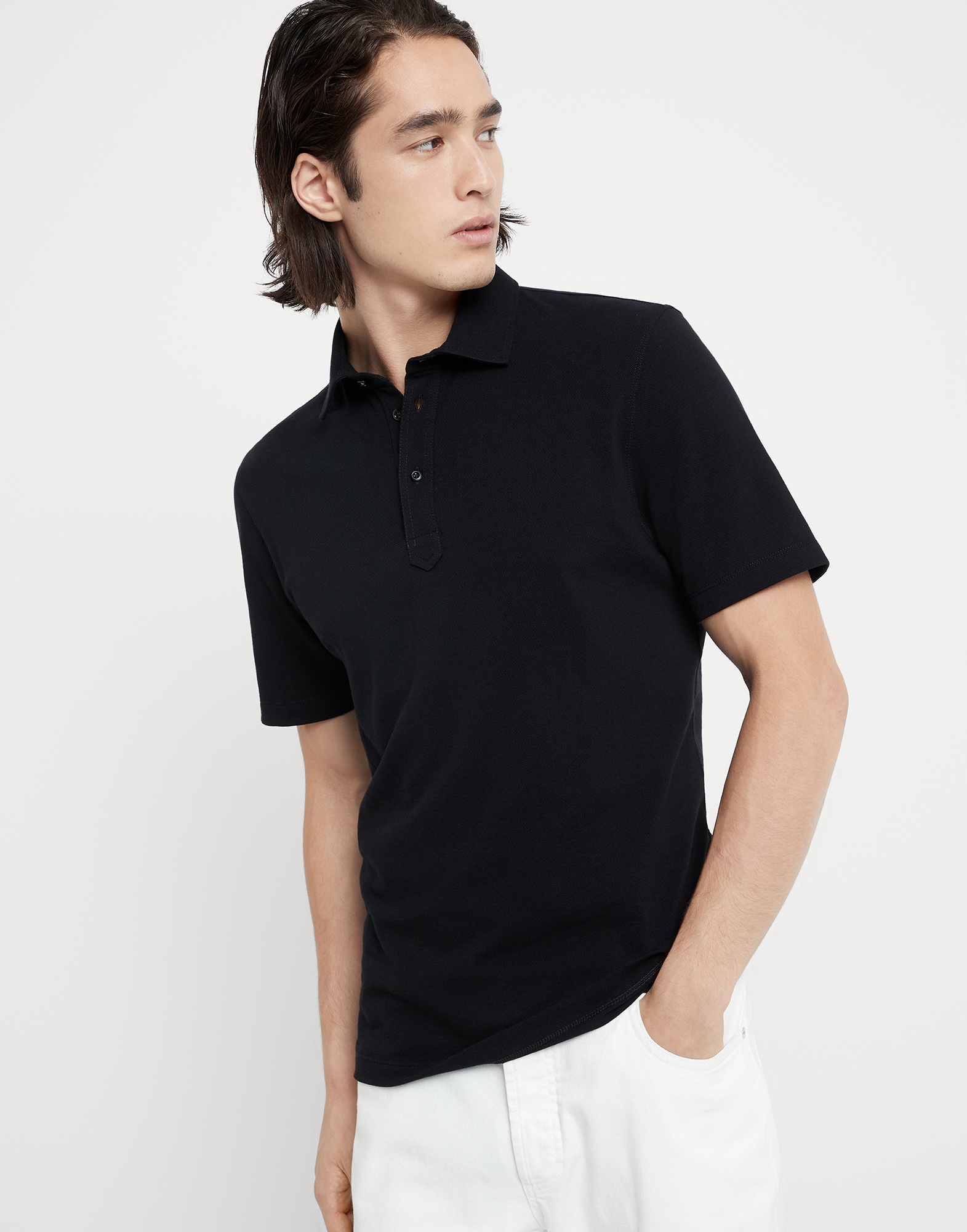 Polo with shirt collar