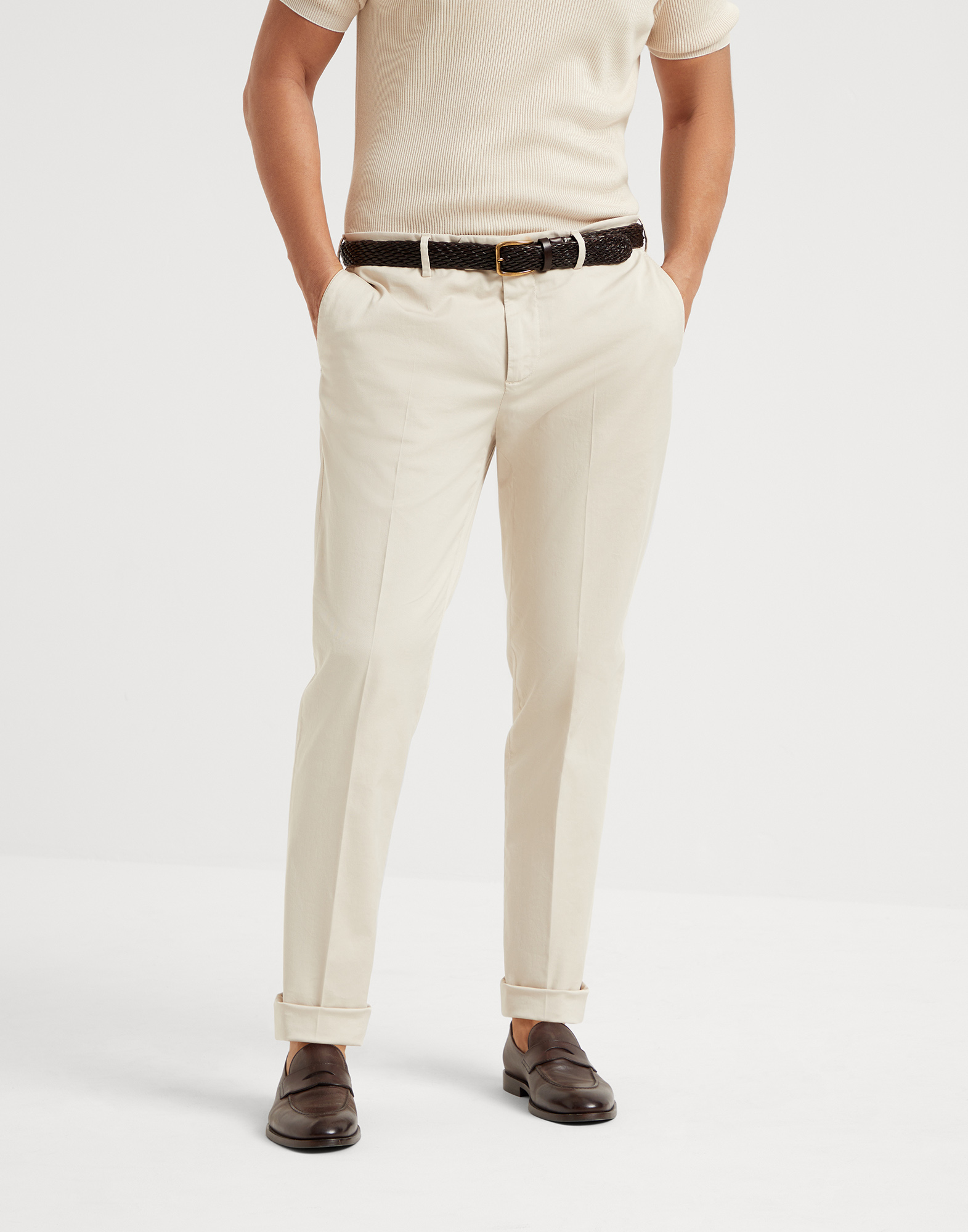 Gabardine garment dyed trousers